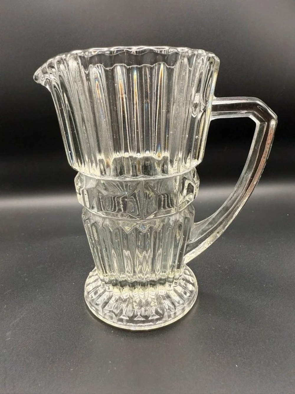 Clear Ribbed Glass Pitcher - Transparent Serving Pitcher